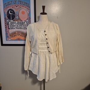 Cream Hand Dyed Jen's Pirate Booty Small Top Rope Cinced Arms